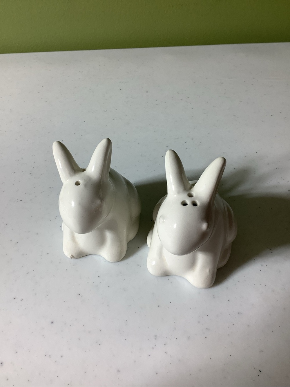 Bunnies white salt and pepper shaker set